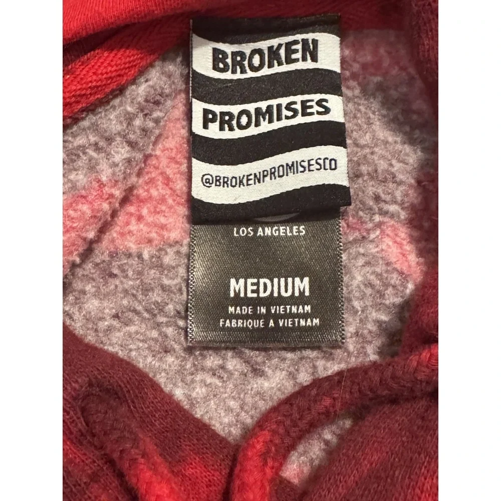 Broken Promises Pullover Hoodie Size M Red Black Tie Dye Rose Graphic